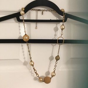 Gold tone large beaded necklace